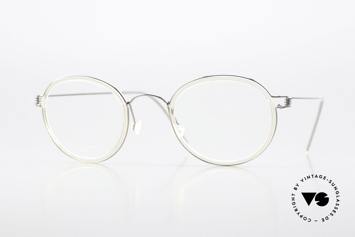 Lindberg Lex 45 Air Titan Rim Brille In Silber Und Kristall, Pantobrille von Lindberg aus der Air Titanium Rim Serie, Passend für Herren und Damen