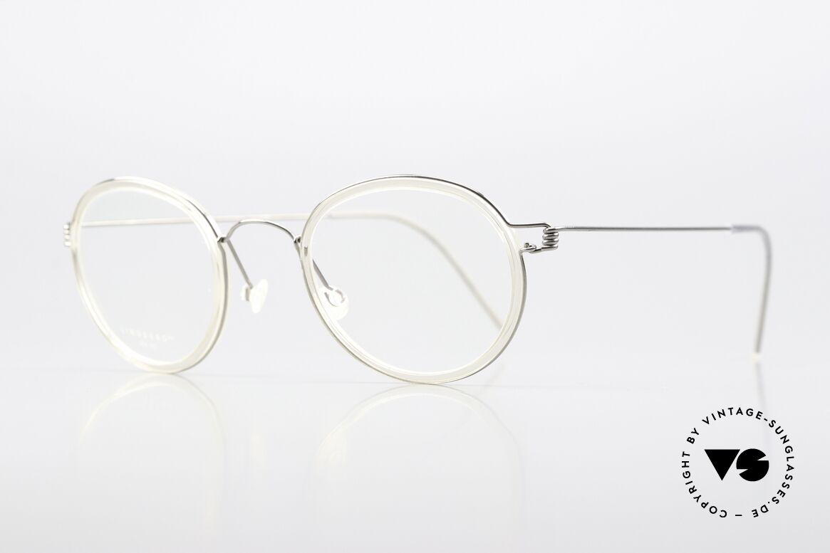 Lindberg Lex 45 Air Titan Rim Brille In Silber Und Kristall, Innenrand = "kristall", in Größe 45/24, mit 145mm Bügel, Passend für Herren und Damen