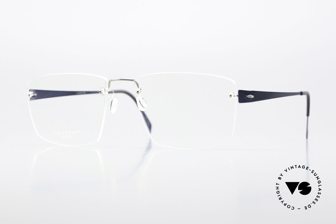 Lindberg 2393 Spirit Titan Silber Und Blau Metallic, randlose LINDBERG Spirit Titanium Fassung für Herren, Passend für Herren
