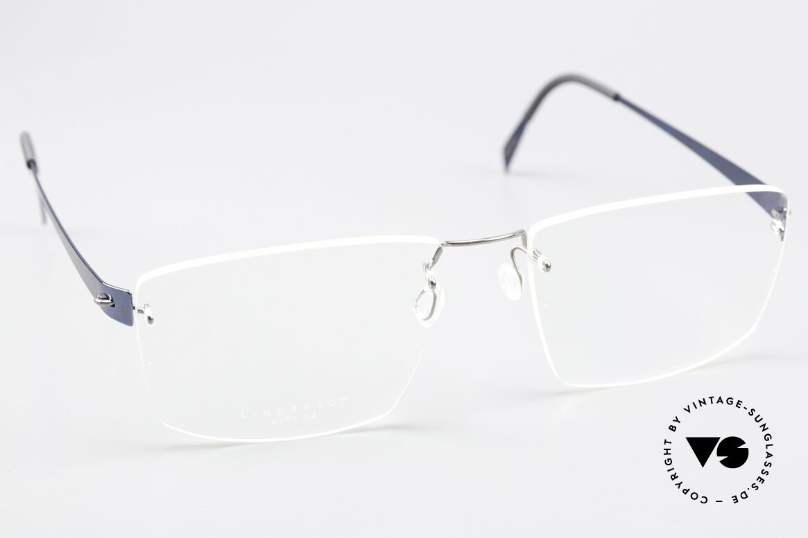 Lindberg 2393 Spirit Titan Silber Und Blau Metallic, sehr flexibel & elastisch (Glasform ist ggf. veränderbar), Passend für Herren