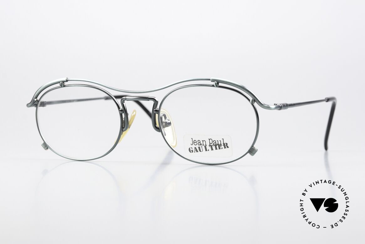 Jean Paul Gaultier 55-2170 90s Brille Tannengrün Metall, true VINTAGE Jean Paul GAULTIER Designer-Brille, Passend für Herren und Damen