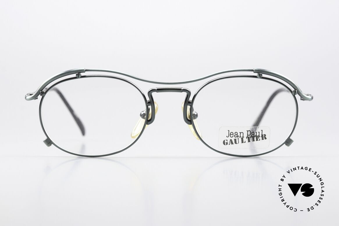 Jean Paul Gaultier 55-2170 90s Brille Tannengrün Metall, schwungvolle Rahmenkonstruktion; ein Hingucker!, Passend für Herren und Damen