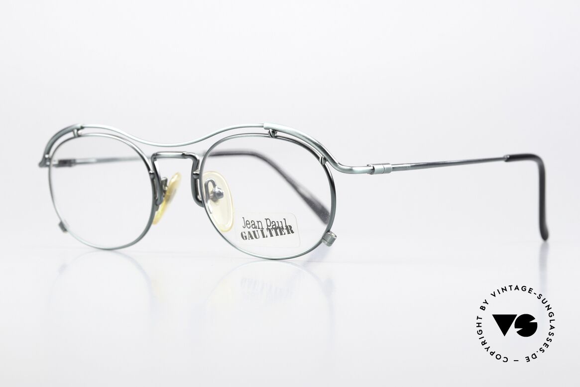 Jean Paul Gaultier 55-2170 90s Brille Tannengrün Metall, "smoke fir green" Lackierung; wirklich einzigartig, Passend für Herren und Damen