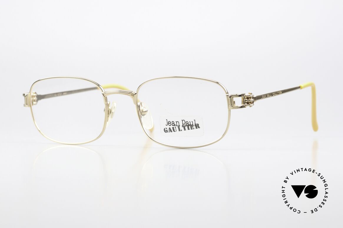 Jean Paul Gaultier 55-6107 Vergoldete Designerbrille, rare vintage Brille von  Jean Paul Gaultier von 1997, Passend für Herren und Damen