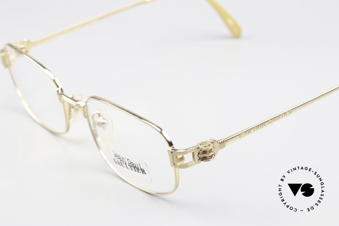 Jean Paul Gaultier 55-6107 Vergoldete Designerbrille, ungetragene, 22kt vergoldete, Fassung mit JPG Etui, Passend für Herren und Damen
