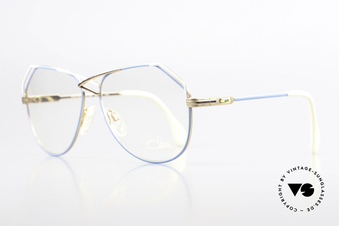Cazal 229 Frauen Brille 80er Large Size, Modell 229 in Größe 60-14 in blau-weiss-gold, Passend für Damen