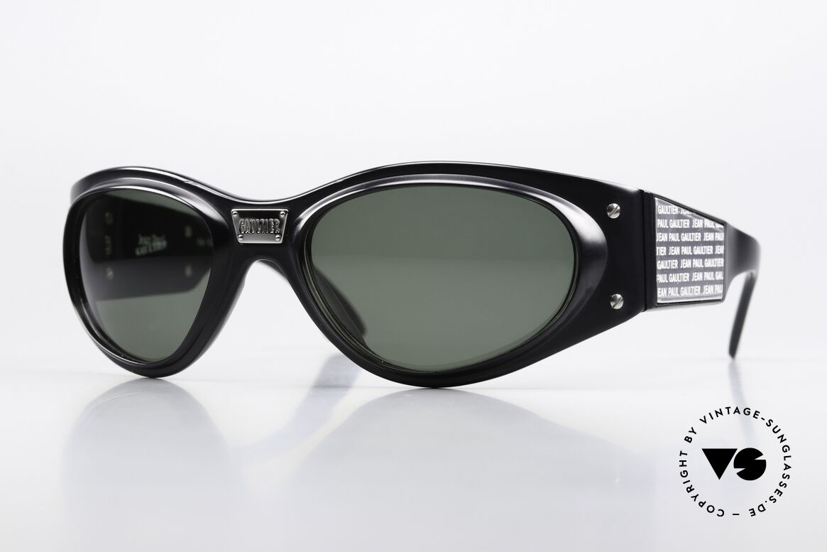 Jean Paul Gaultier 56-5001 Wrap Steampunk Sonnenbrille, sportliche 90er Sonnenbrille von Jean Paul Gaultier, Passend für Herren