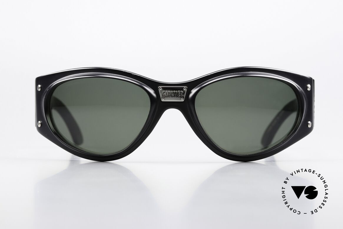 Jean Paul Gaultier 56-5001 Wrap Steampunk Sonnenbrille, massiver, schwerer Azetat-Rahmen im Wrap-Design, Passend für Herren