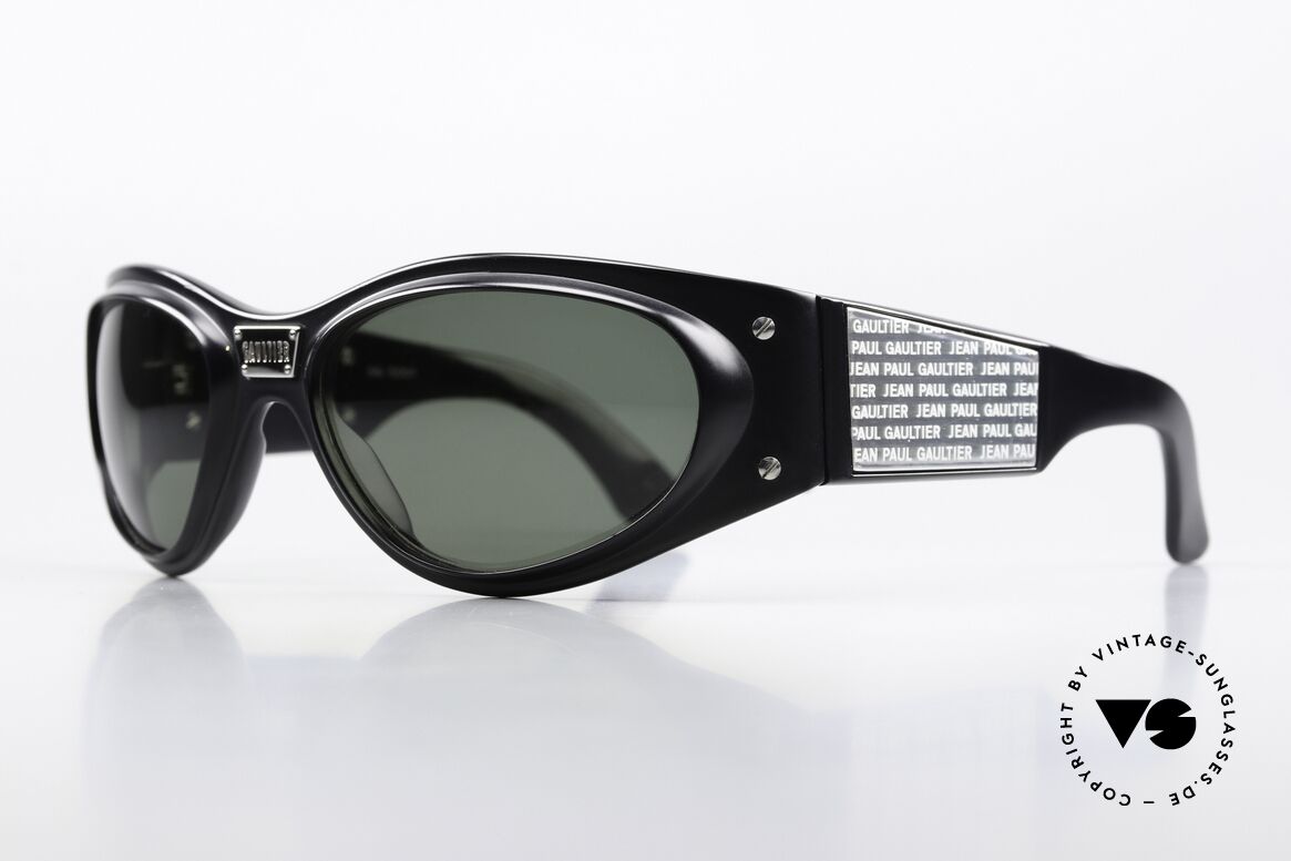 Jean Paul Gaultier 56-5001 Wrap Steampunk Sonnenbrille, sehr markante Bügel mit einer Art Hologramm-Effekt, Passend für Herren