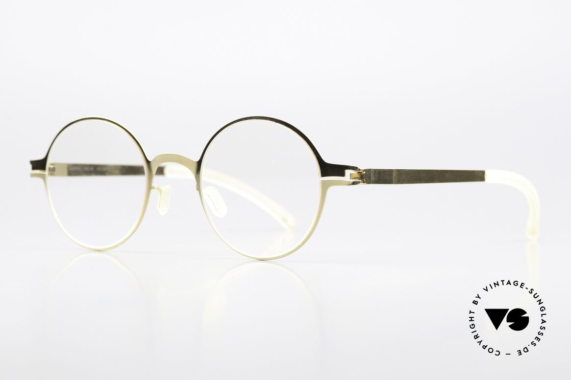 Mykita Pit Runde Brille Glossy Gold, Farbe 013 = "gold glänzend" = zeitlose Unisex-Brille, Passend für Herren und Damen