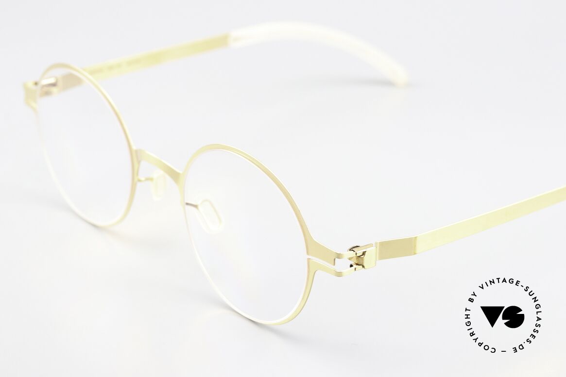 Mykita Pit Runde Brille Glossy Gold, wohlbekannte Spitzenqualität; handmade in Germany, Passend für Herren und Damen