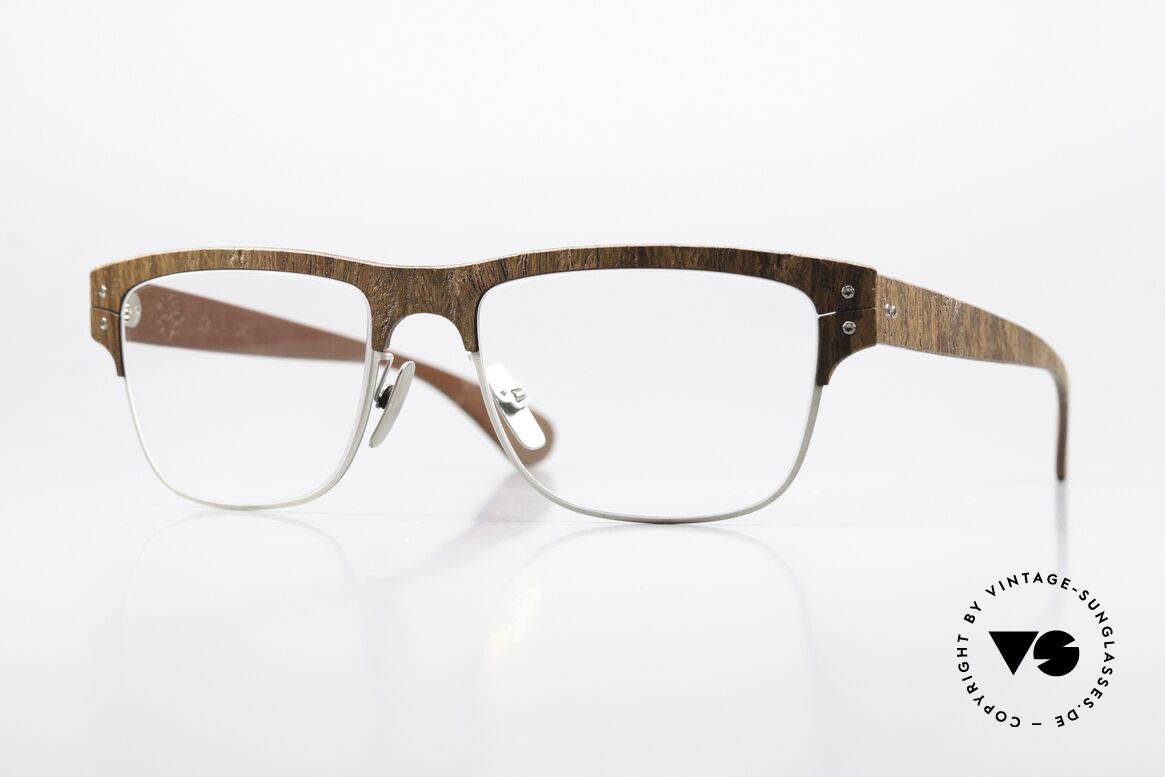 Lucas de Stael Nemus 14 Holz Rindsleder Naturbrille, LUCAS de STAËL, Nemus N14, Größe 51/19, color 7, Passend für Herren
