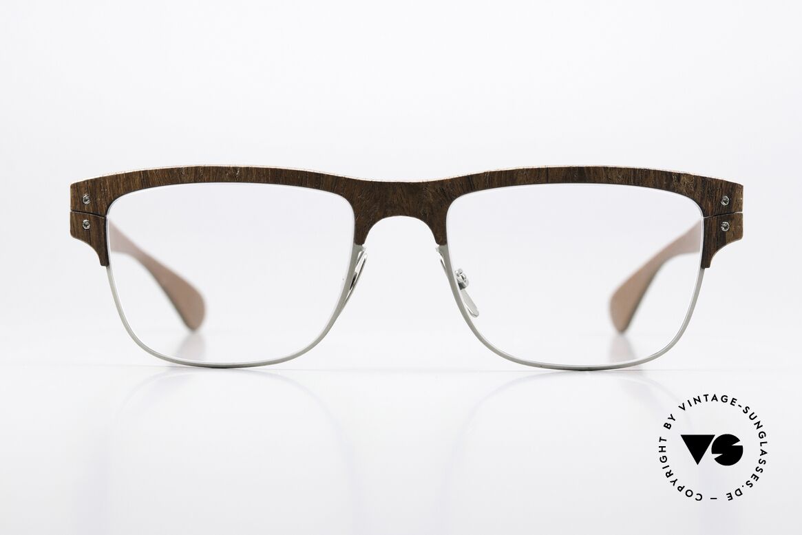 Lucas de Stael Nemus 14 Holz Rindsleder Naturbrille, eine klassische Herren-Brille; handmade in France, Passend für Herren