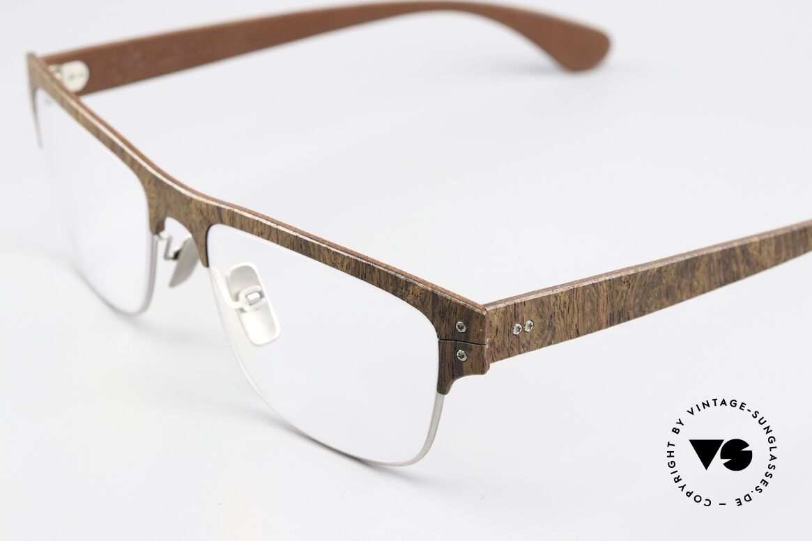 Lucas de Stael Nemus 14 Holz Rindsleder Naturbrille, Nemus Collection mit extra adjustierbaren Nasenpads, Passend für Herren