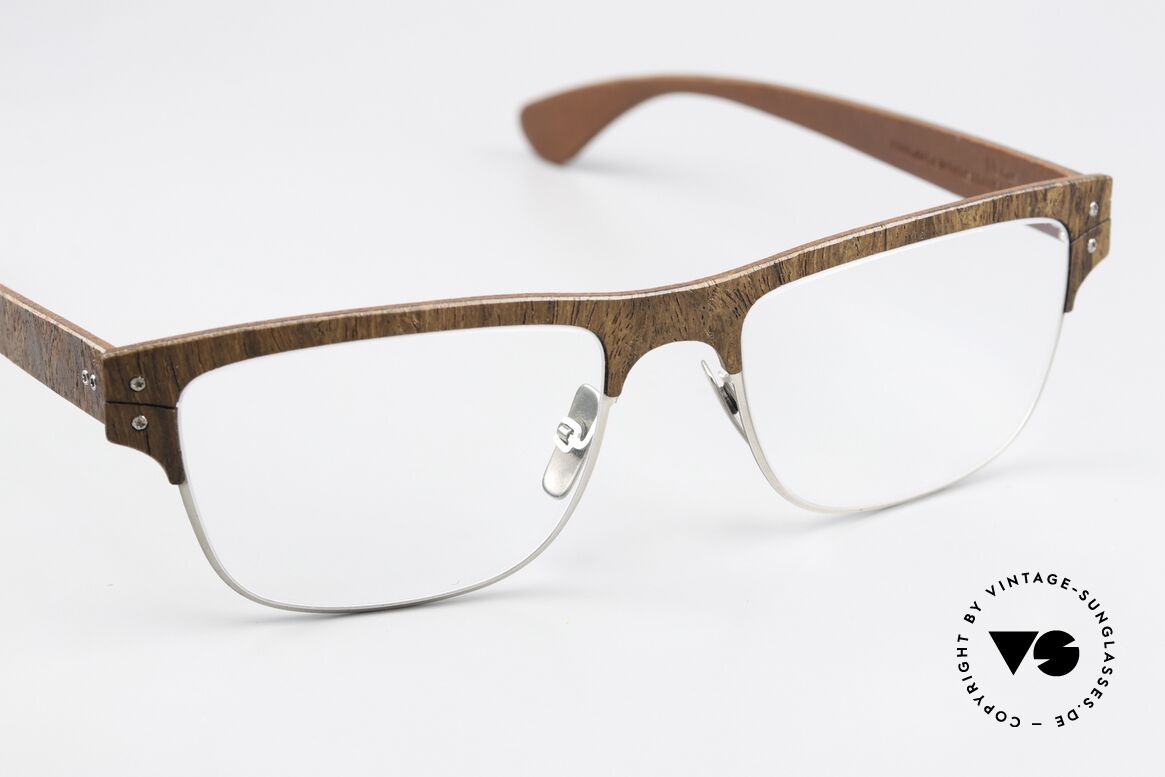 Lucas de Stael Nemus 14 Holz Rindsleder Naturbrille, ungetragen von 2016; Lieferung in einem de Staël Etui, Passend für Herren