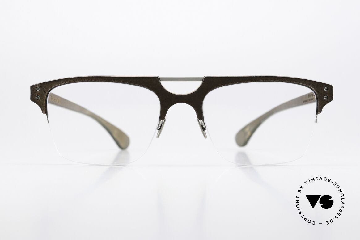 Lucas de Stael Minotaure Thin 15 Herrenbrille Lederüberzogen, eckig, markante Herren-Brille; handmade in France, Passend für Herren