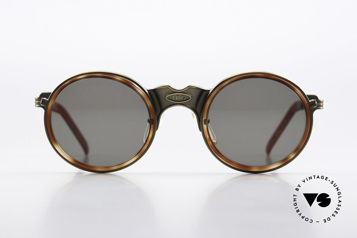 Jean Paul Gaultier 56-3272 Ultra Rare Runde 90er Brille, Designerstück mit 'JPG'-Logos auf Brücke & Bügeln, Passend für Herren und Damen