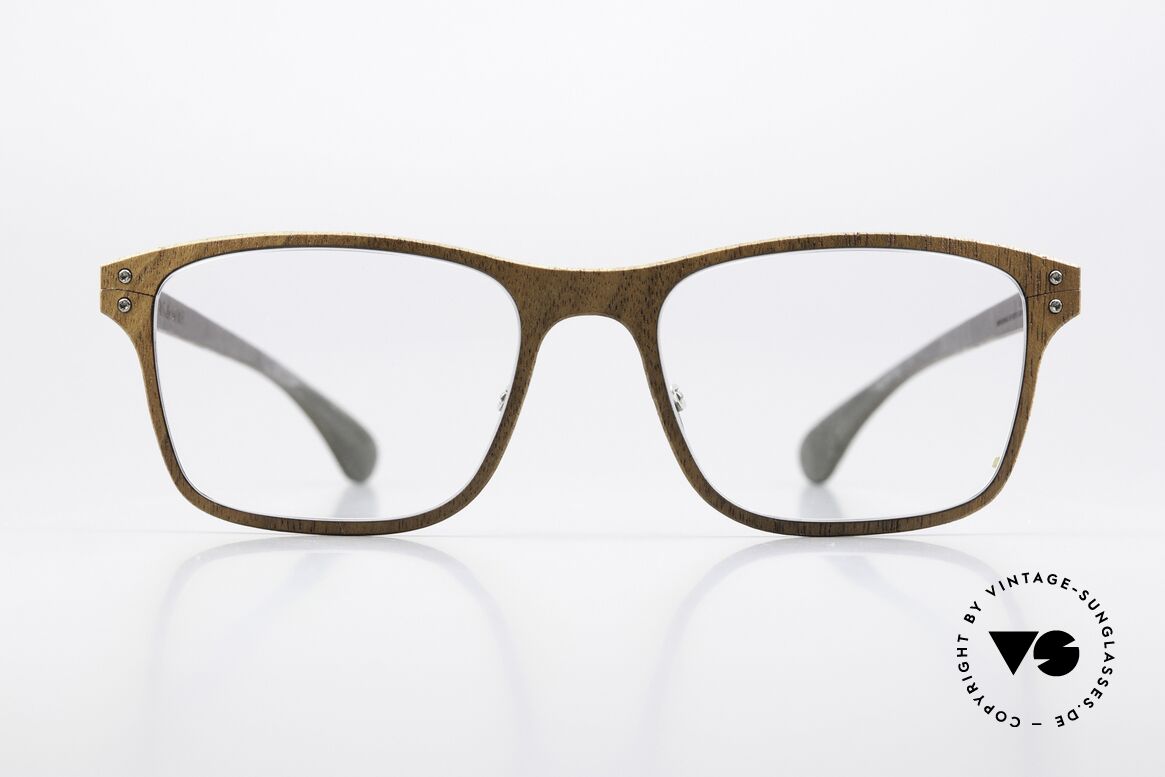 Lucas de Stael Nemus Thin 01 Walnuss Und Braunes Leder, eine klassische UNISEX-Brille; handmade in France, Passend für Herren und Damen
