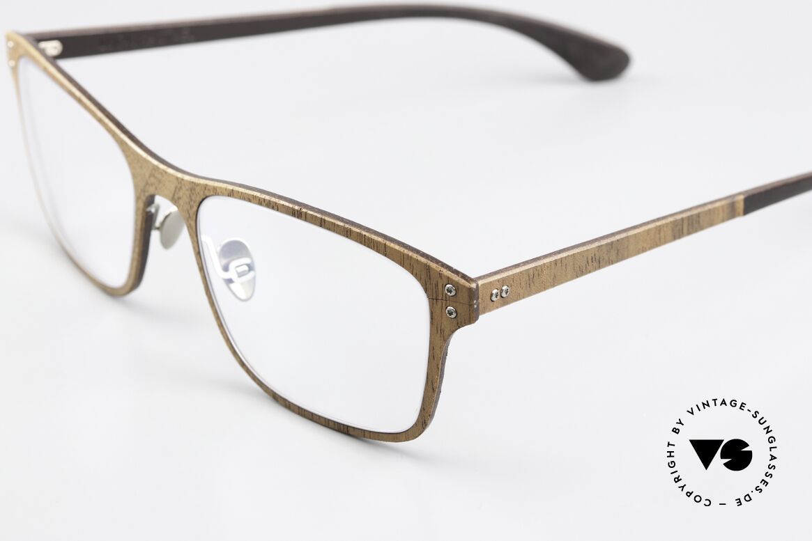 Lucas de Stael Nemus Thin 01 Walnuss Und Braunes Leder, Nemus Collection mit extra adjustierbaren Nasenpads, Passend für Herren und Damen