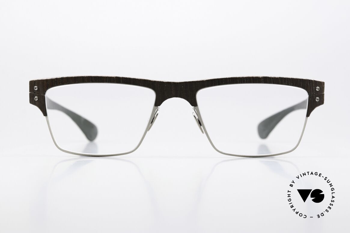 Lucas de Stael Nemus 15 Smoked Oak Black Cow Leather, eine klassische Herren-Brille; handmade in France, Passend für Herren