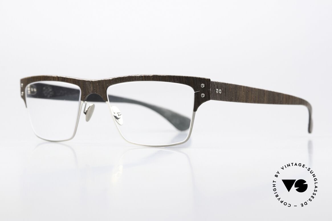 Lucas de Stael Nemus 15 Smoked Oak Black Cow Leather, Naturprodukt mit Leder-Überzug (Connoisseur-Brille), Passend für Herren