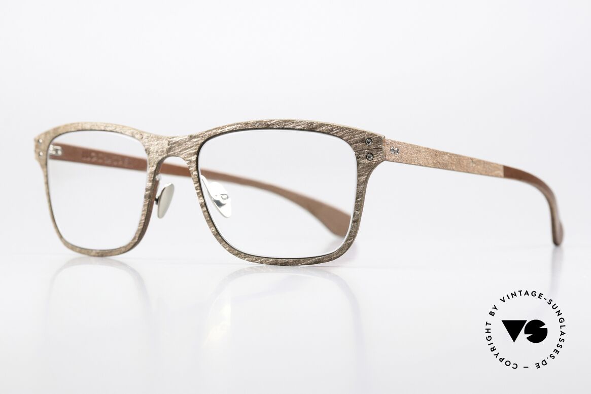 Lucas de Stael Stratus Thin 02 Copper Granite Leder Braun, Luxusmodell mit Leder-Überzug (Connoisseur-Brille), Passend für Herren