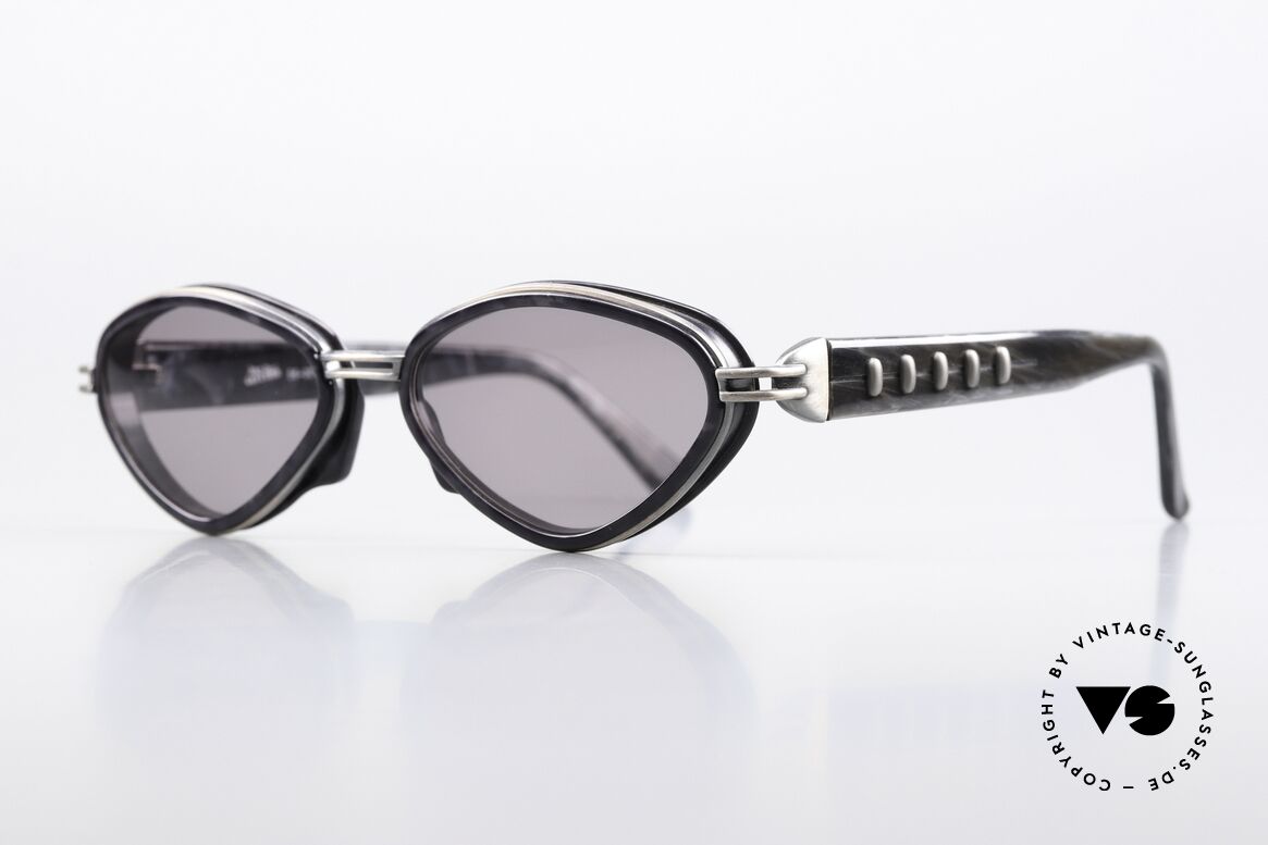 Jean Paul Gaultier 56-0015 Steampunk 90er Sonnenbrille, grau marmoriert und "rusty silver" Lackierung, Passend für Herren und Damen