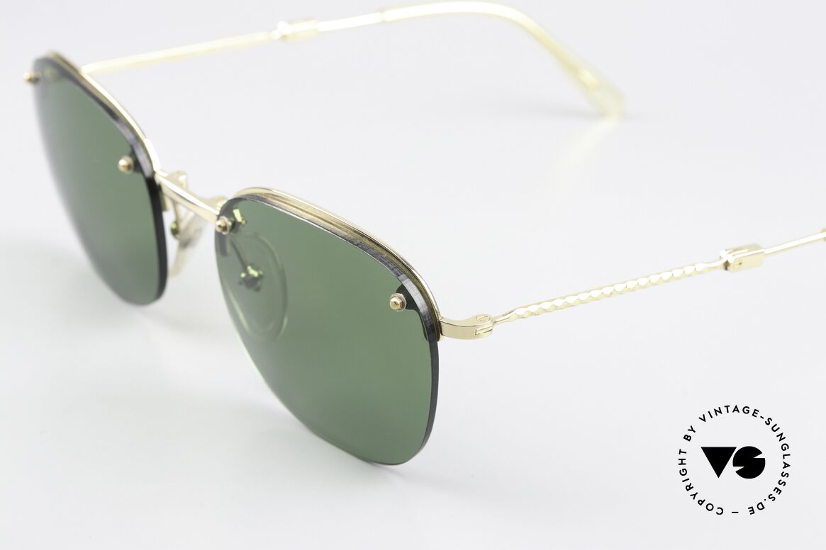 Jean Paul Gaultier 58-0171 Faltbare Sonnenbrille 90er, 22kt vergoldete Fassung mit vielen kleinen Details, Passend für Herren und Damen