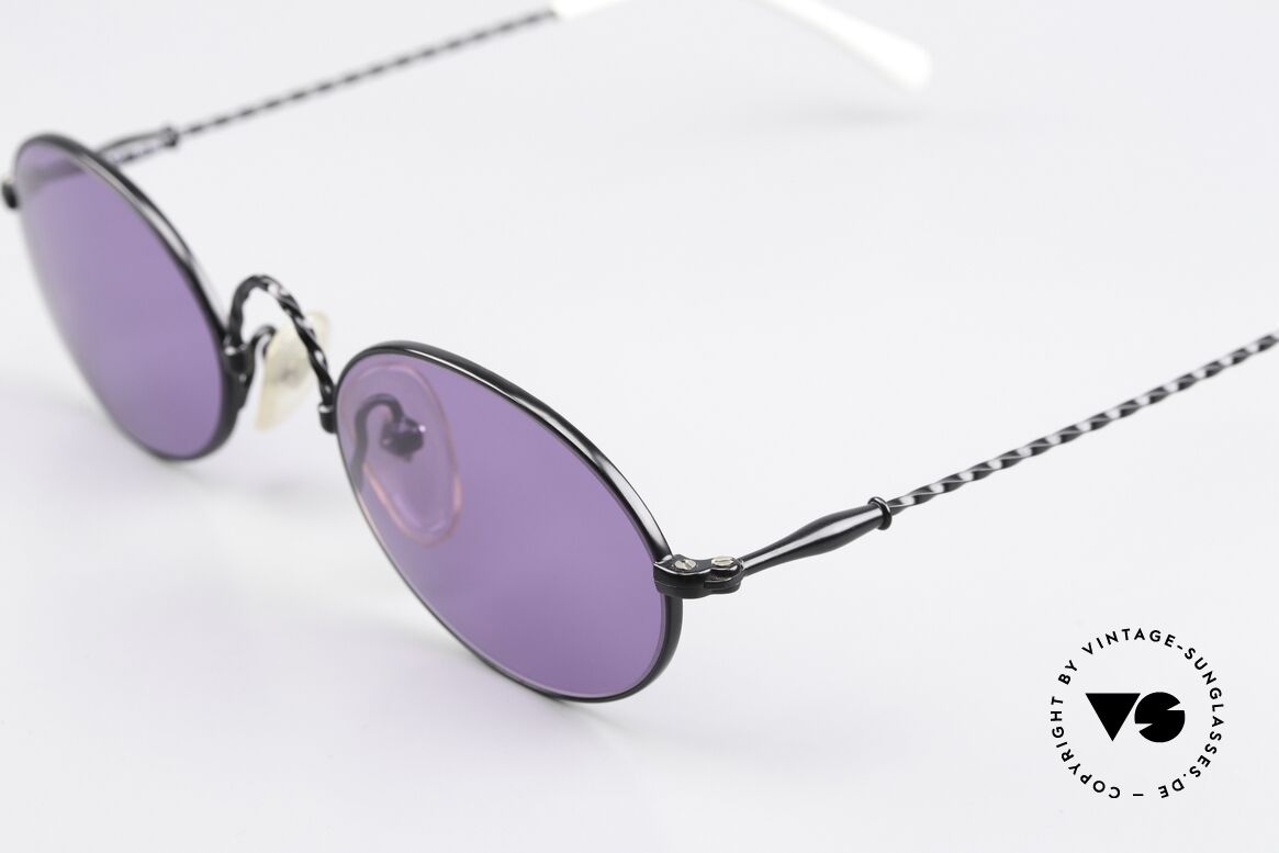 Jean Paul Gaultier 55-0175 Vintage Brille Schwarz Lila, toller Kontrast zwischen Rahmen & Sonnengläsern, Passend für Herren und Damen