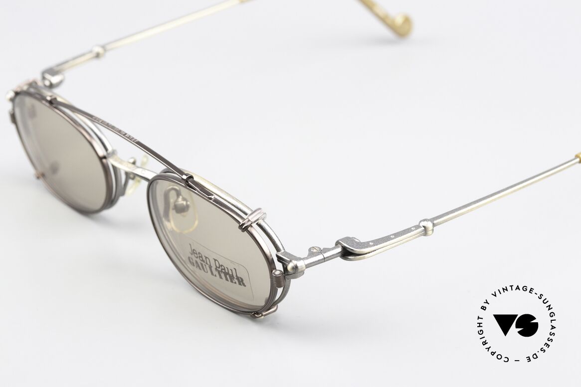 Jean Paul Gaultier 55-0012 Vintage Brille Mit Sonnenclip, KEINE Retrobrille, sondern ein über 30J. altes ORIGINAL, Passend für Herren und Damen