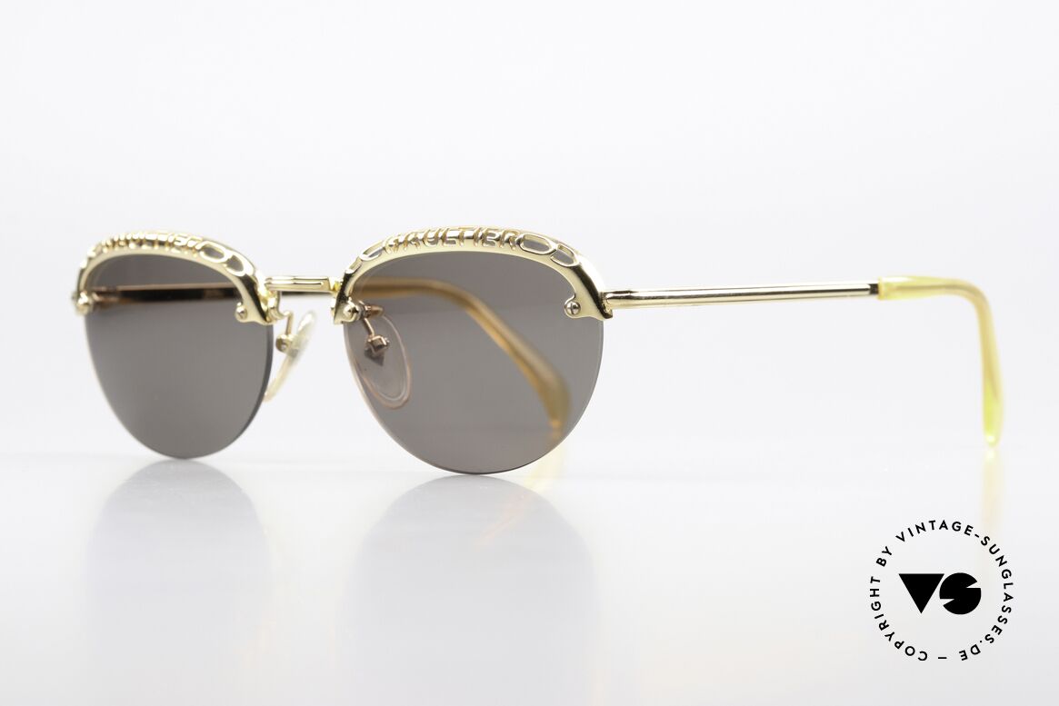 Jean Paul Gaultier 56-3175 Opulente Sonnenbrille Damen, 'GAULTIER'-Schriftzug auf beiden Glas-Oberrändern, Passend für Damen