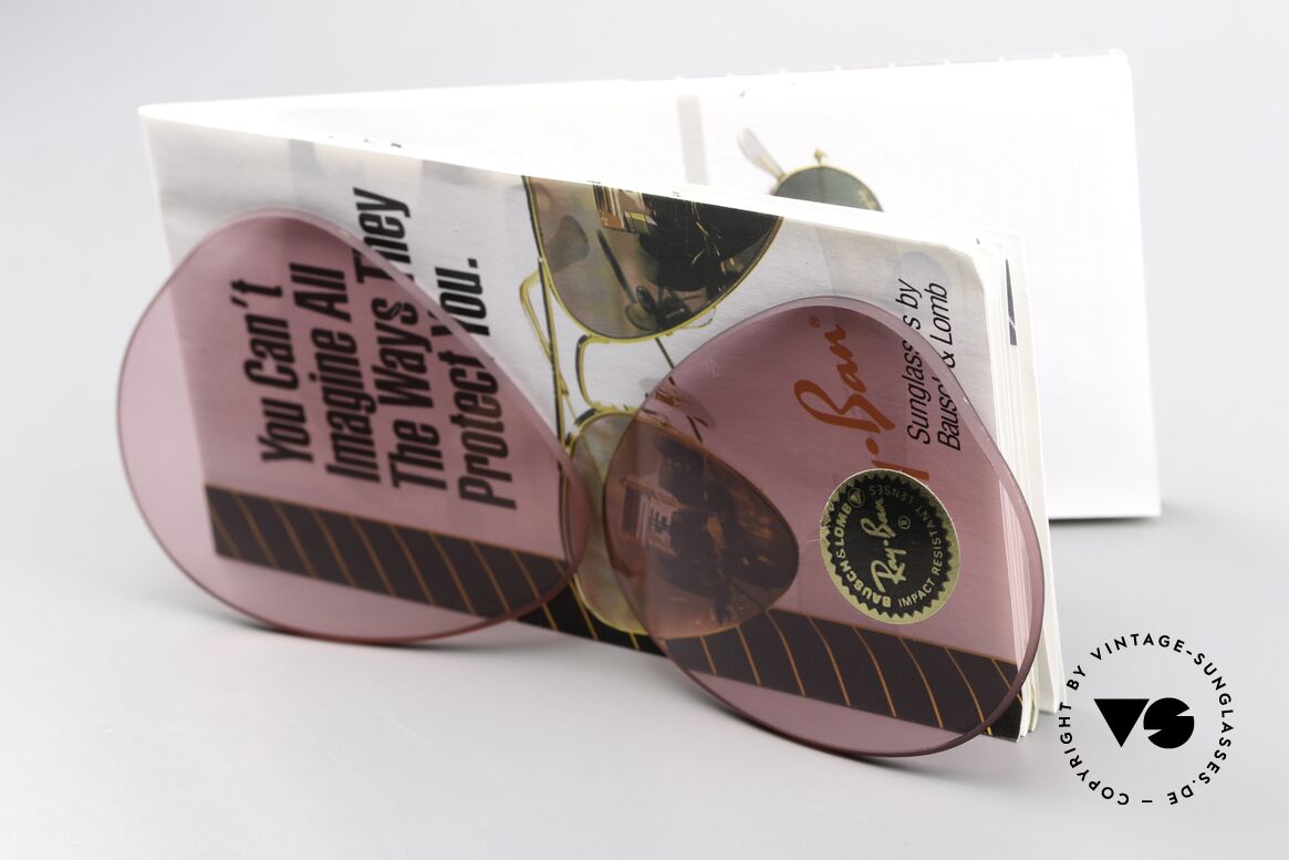 Ray Ban Aviator 62mm Lenses Changeable Pink 62mm Lenses, orig. Gläser für die alten 62er Ray-Ban Aviator, Passend für Herren und Damen