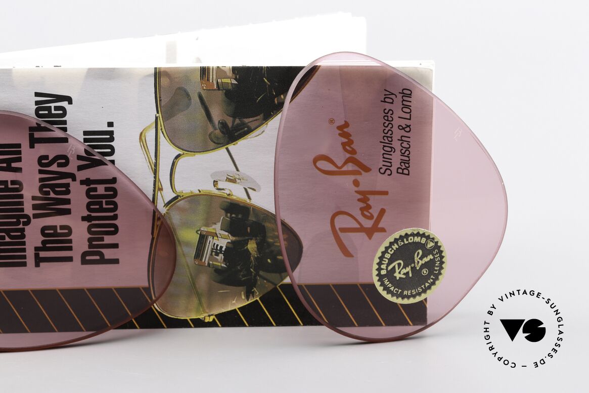 Ray Ban Aviator 62mm Lenses Changeable Pink 62mm Lenses, Mineralgläser mit der legendären "B&L"-Gravur, Passend für Herren und Damen