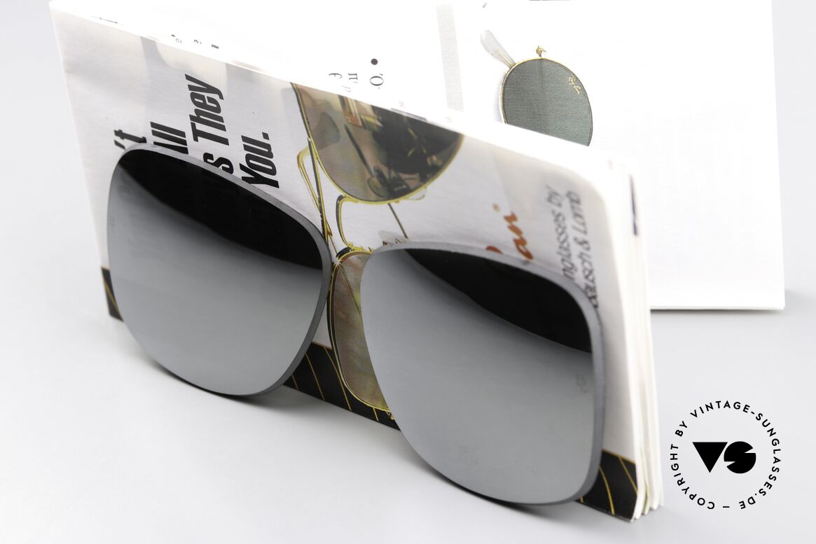 Ray Ban Wayfarer I Lenses B&L USA Silber Verspiegelt, original Gläser für das alte Modell "Wayfarer I", Passend für Herren und Damen