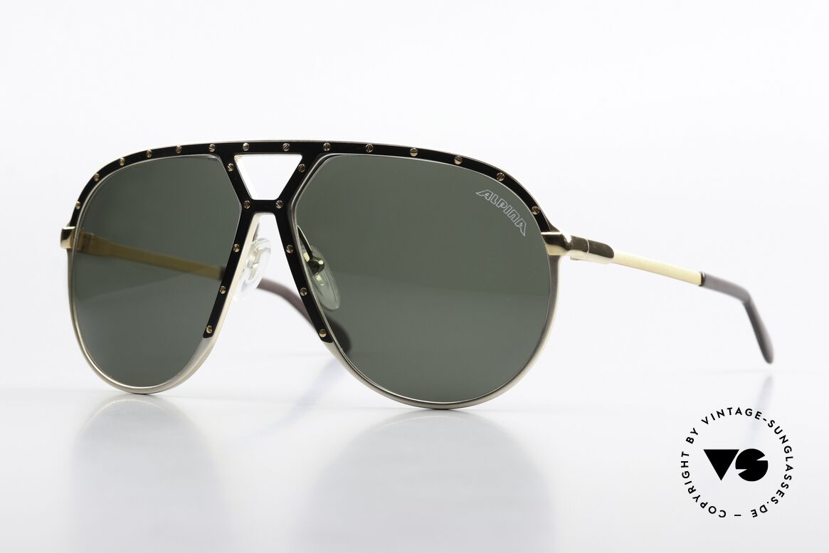 Alpina M1 Gold Schwarz Gold Variante, ALPINA M1 West Germany Sonnenbrille von 1986, Passend für Herren