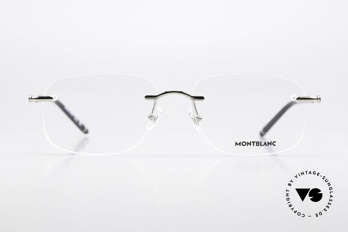 Montblanc MB0071O Randlosbrille Made In Japan, charakteristisches Montblanc Design; silber-schwarz, Passend für Herren