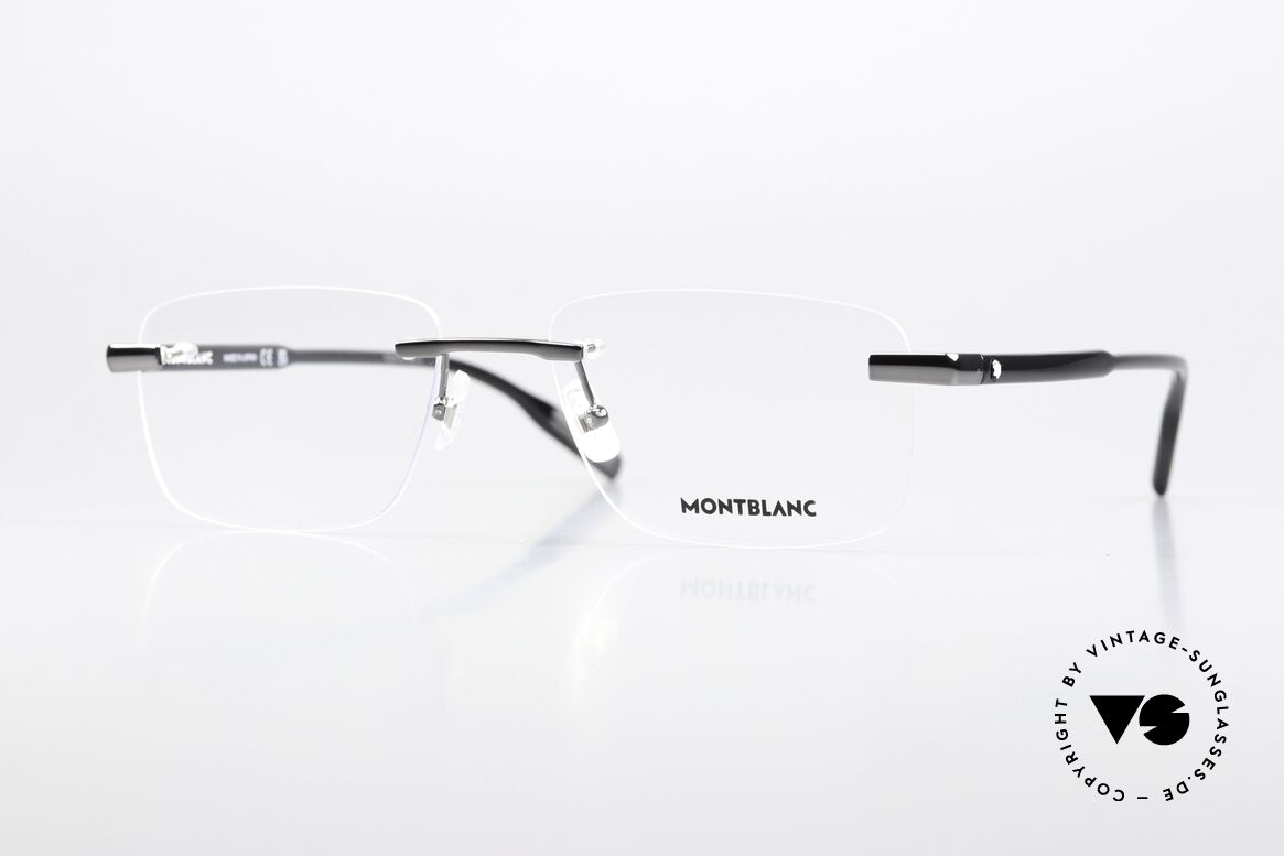 Montblanc MB0088O Herrenbrille Randlos Gunmetal, randlose Montblanc Brille, MB0088O in Größe 56/18, Passend für Herren