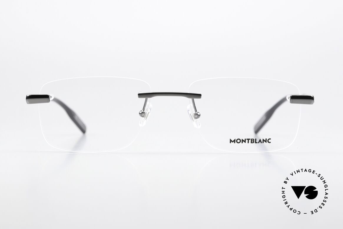Montblanc MB0088O Herrenbrille Randlos Gunmetal, charakteristisches Montblanc Design; gunmetal/black, Passend für Herren