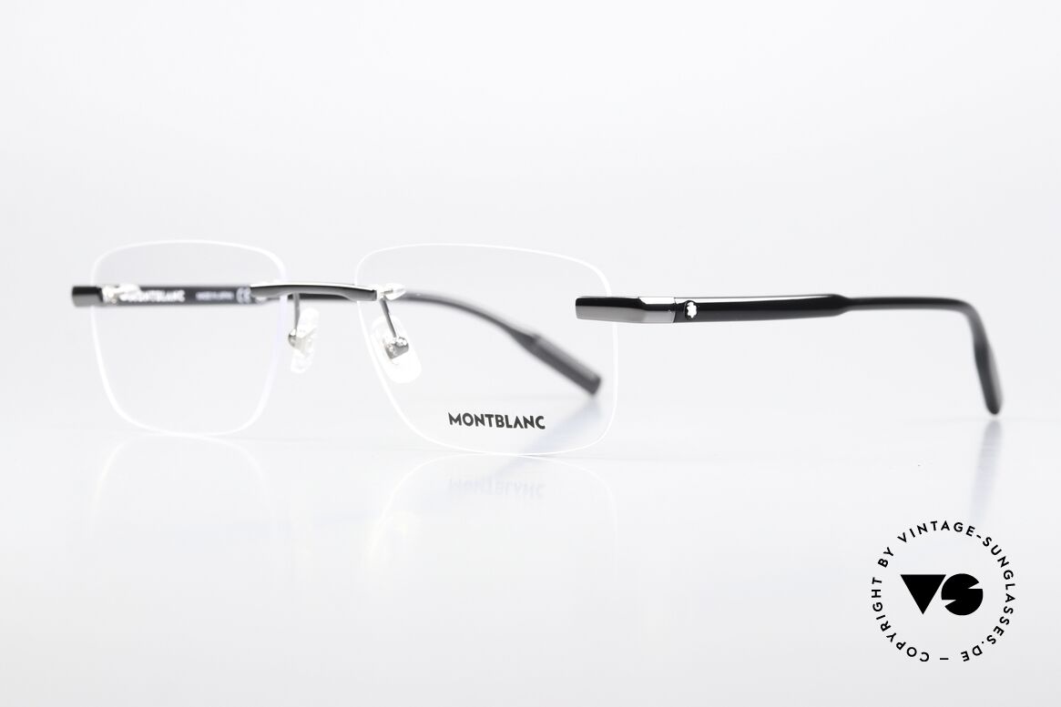 Montblanc MB0088O Herrenbrille Randlos Gunmetal, sehr elegante Herrenbrille; zeitlose Luxus-Fassung!, Passend für Herren