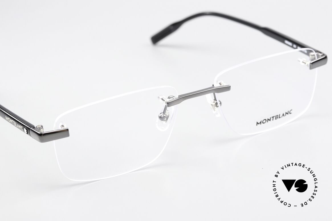 Montblanc MB0088O Herrenbrille Randlos Gunmetal, Glasform ist ggf. veränderbar (somit auch die Größe), Passend für Herren
