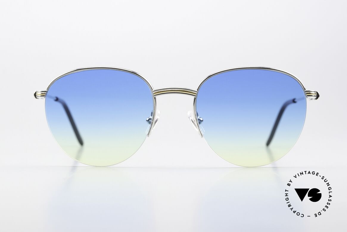 Cartier Colisee - S Runde Luxus Platin Brille, Modell aus der Cartier 'Semi-Rimless' Collection, Passend für Herren und Damen