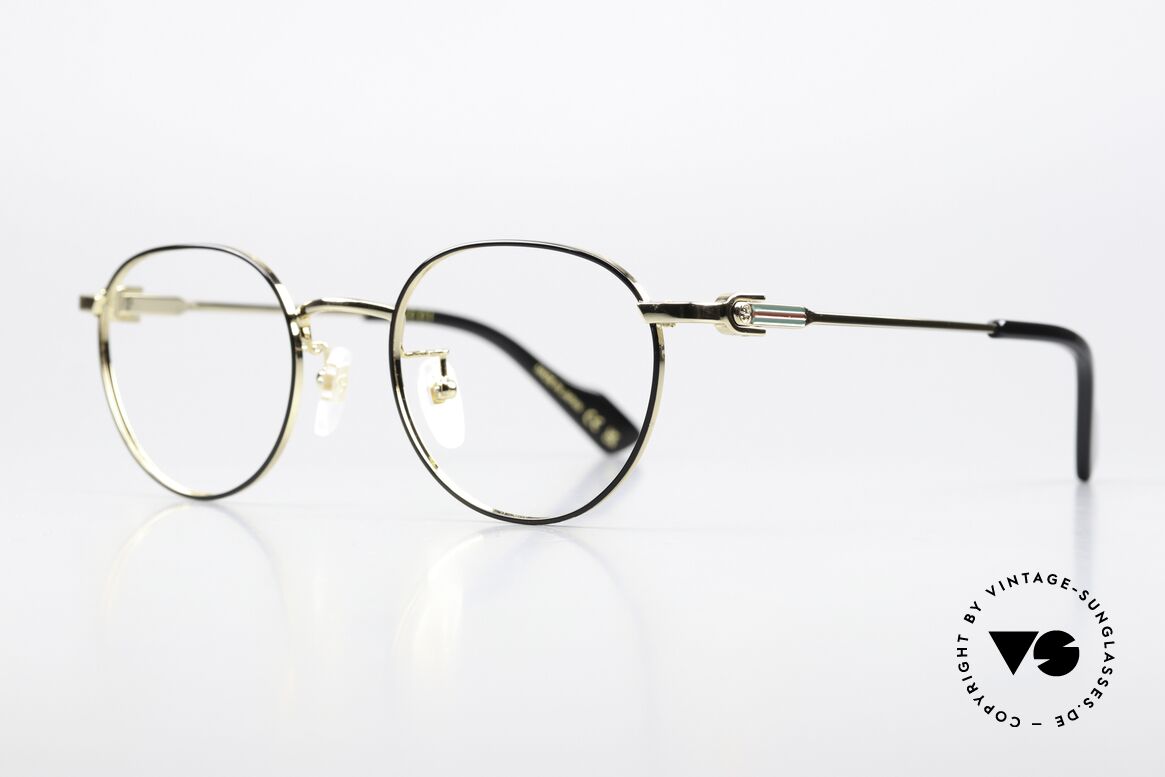 Gucci GG1613OJ Pantobrille Gold Schwarz 49, zeitloses Panto-Brillendesign; wirklich elegant, Passend für Herren und Damen
