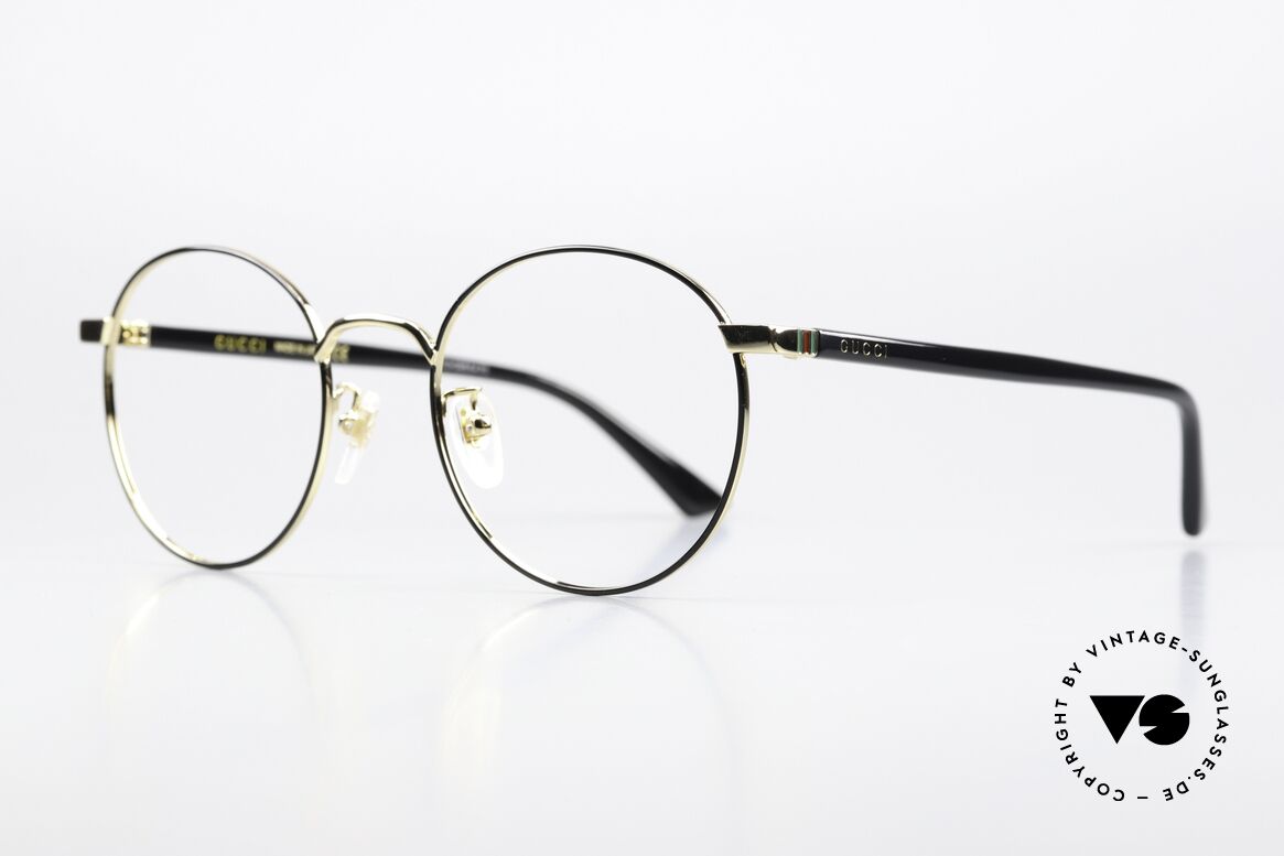 Gucci GG0297OK Runde Brille Gold Schwarz 52, rundes Panto-Brillendesign; wirklich elegant!, Passend für Herren und Damen