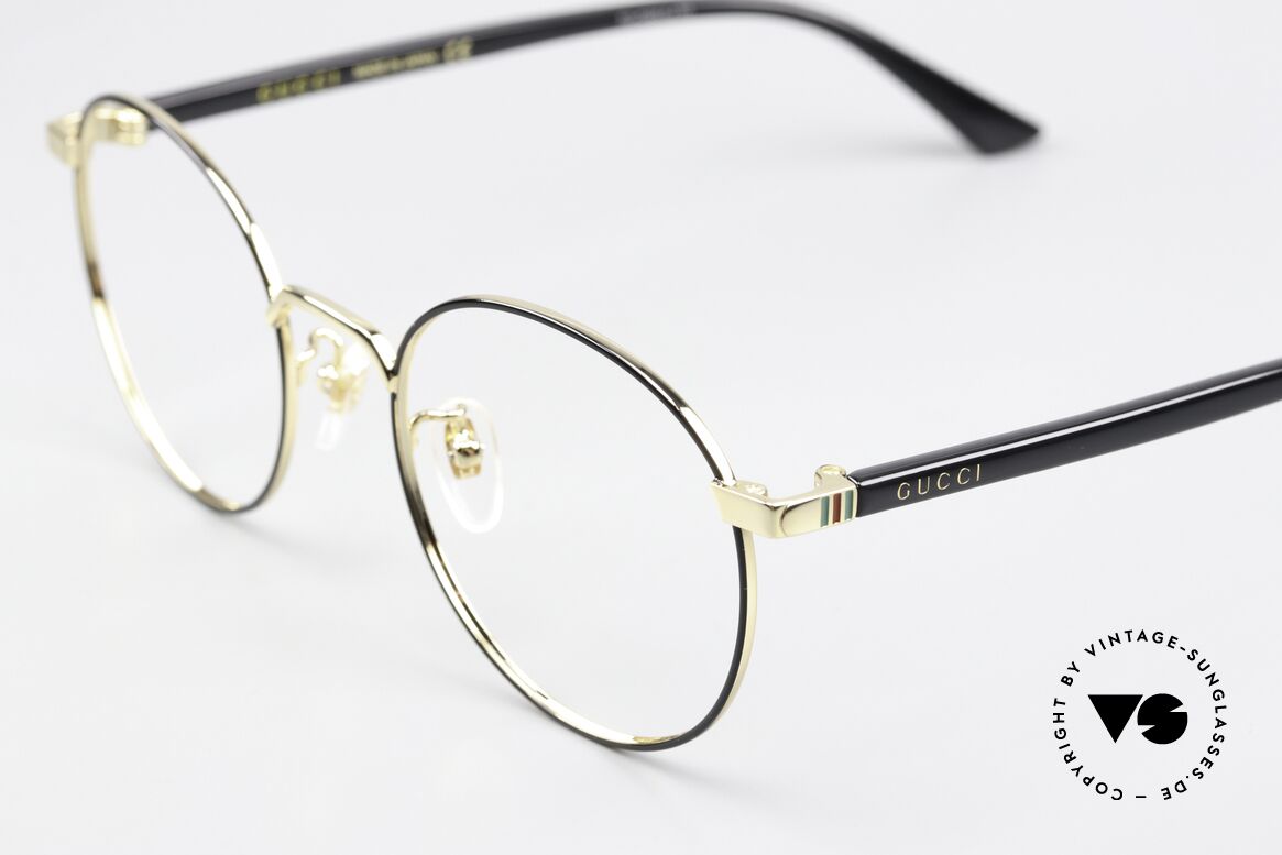 Gucci GG0297OK Runde Brille Gold Schwarz 52, Brillenfassung in gold & schwarz; made in Japan, Passend für Herren und Damen