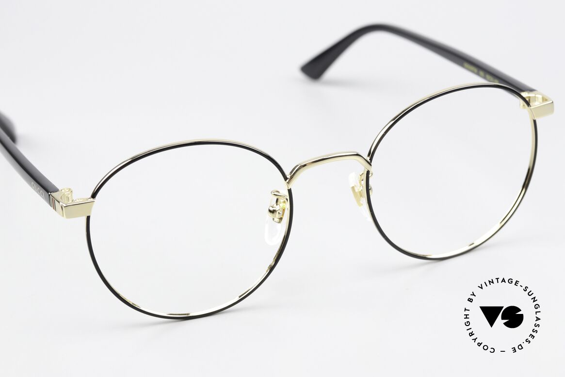 Gucci GG0297OK Runde Brille Gold Schwarz 52, ungetragenes Modell inkl. Gucci Etui & Putztuch, Passend für Herren und Damen