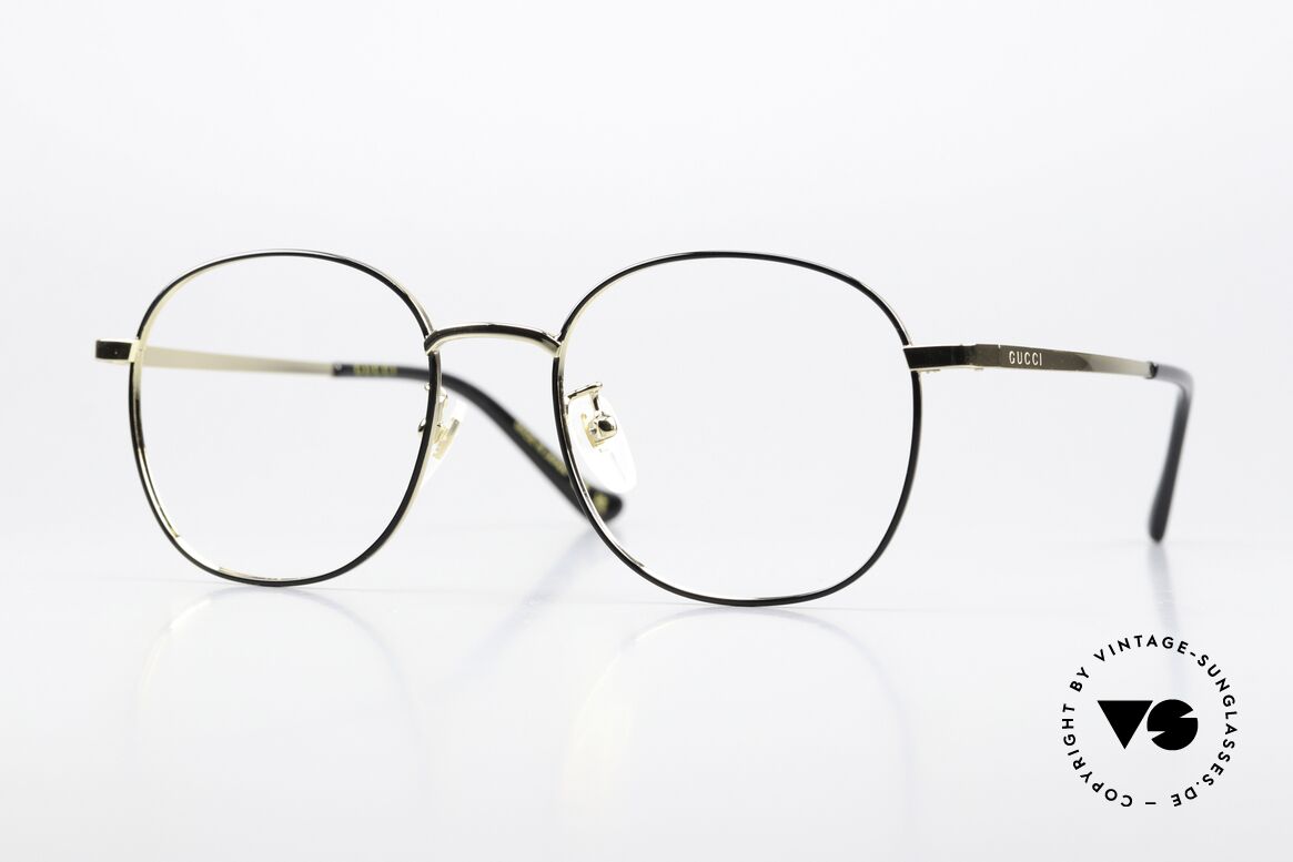 Gucci GG1469OA Panto Eckig Gold Schwarz 51, Gucci Brille GG1469OA, Größe 51-19, 145, c. 003, Passend für Herren und Damen