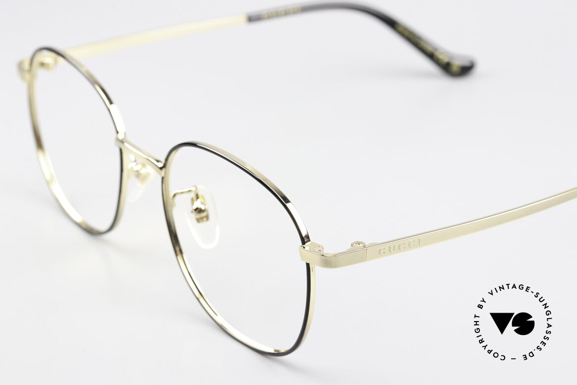 Gucci GG1469OA Panto Eckig Gold Schwarz 51, Brillenfassung in gold & schwarz; made in Japan, Passend für Herren und Damen