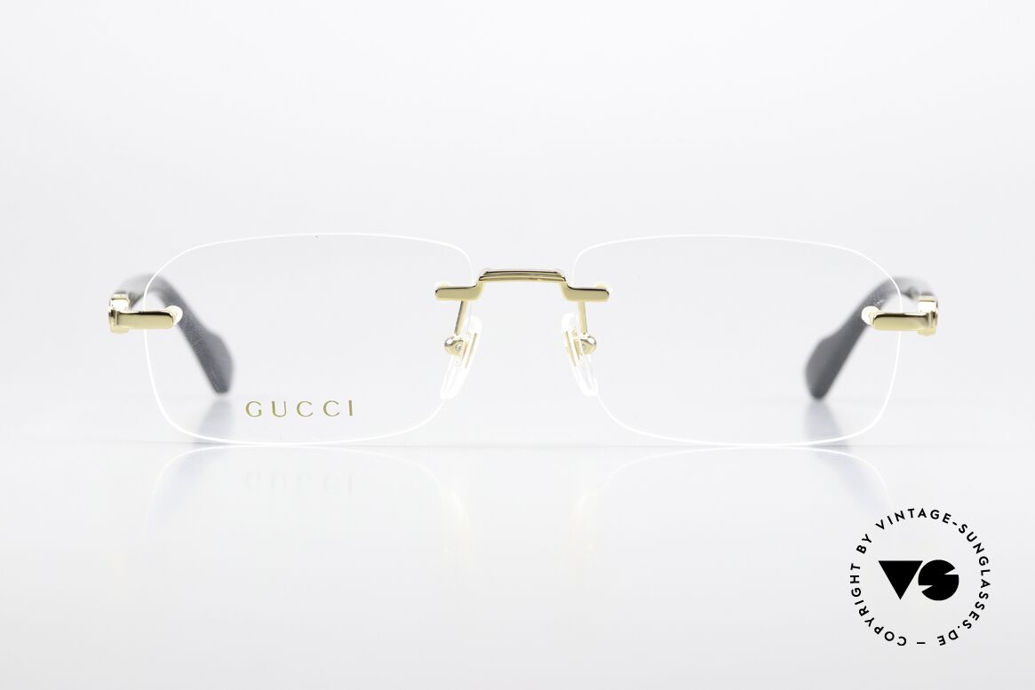 Gucci GG1221O Brille Randlos Unisex Gold, randlose Designerbrille; eher eine Herrenbrille, Passend für Herren und Damen