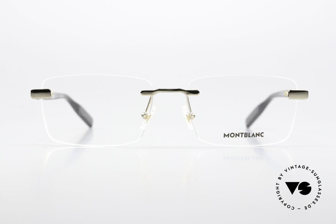 Montblanc MB0055O Edle Herrenbrille Randlos, charakteristisches Montblanc Design, gold/schildpatt, Passend für Herren