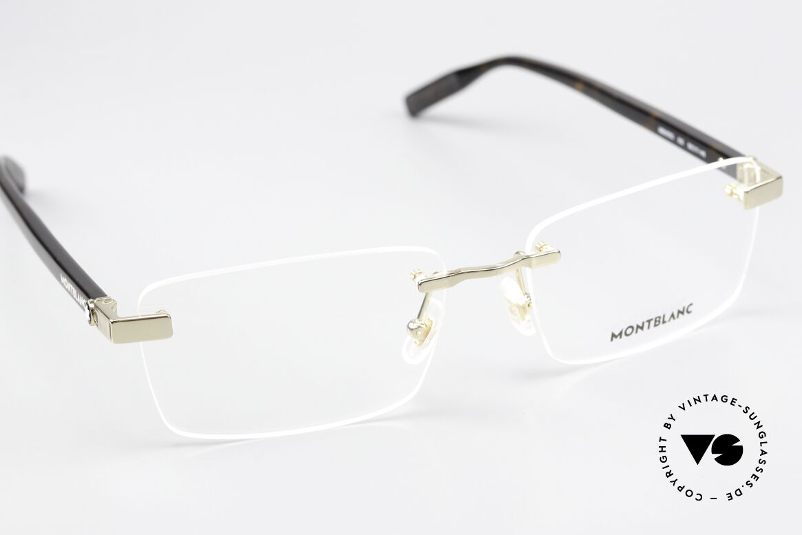 Montblanc MB0055O Edle Herrenbrille Randlos, Glasform ist ggf. veränderbar (somit auch die Größe), Passend für Herren